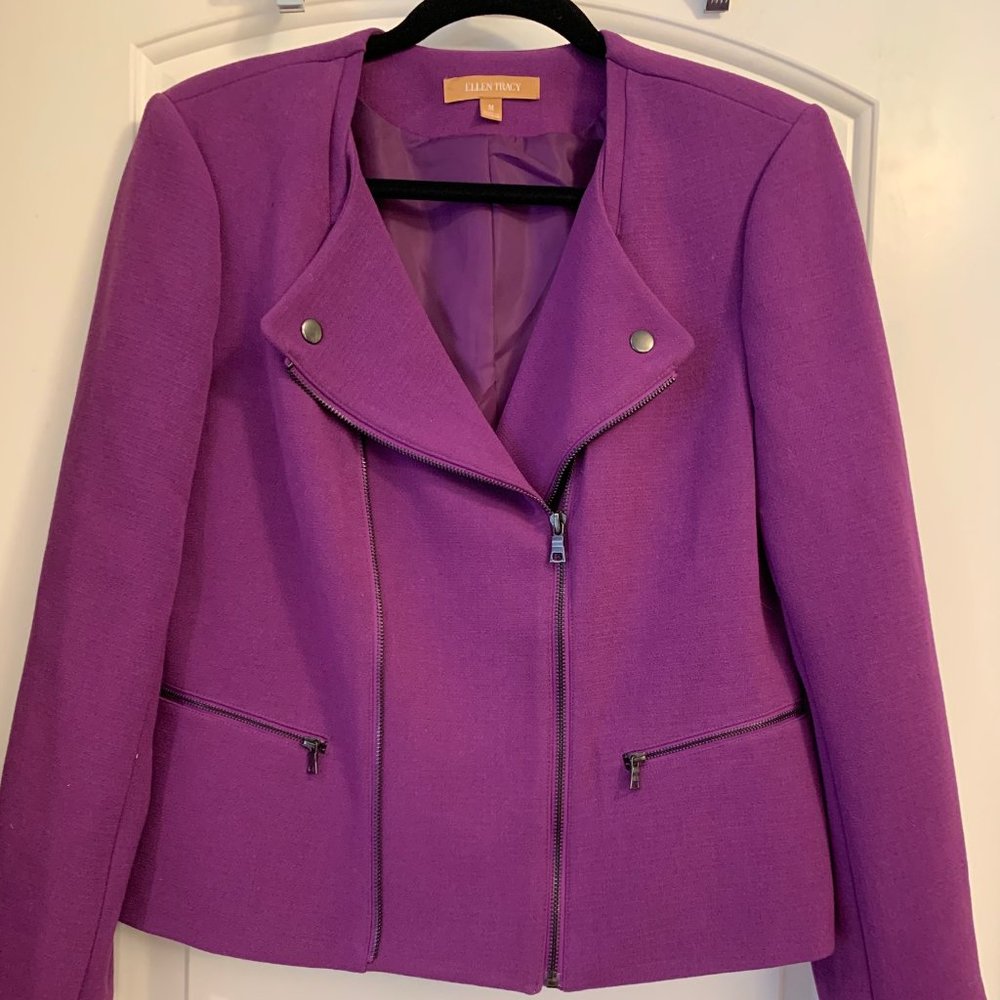 FLASH SALE! NWOT Ellen Tracy purple moto jacket full zip